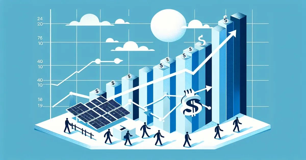 Grafico stilizzato che mostra il flusso di cassa di un impianto fotovoltaico nel tempo