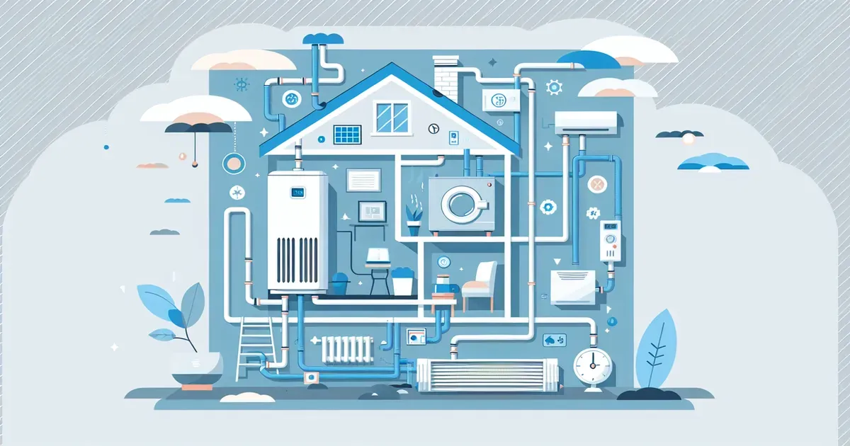 Schema tecnico di progettazione impianto termico con pompa di calore in abitazione