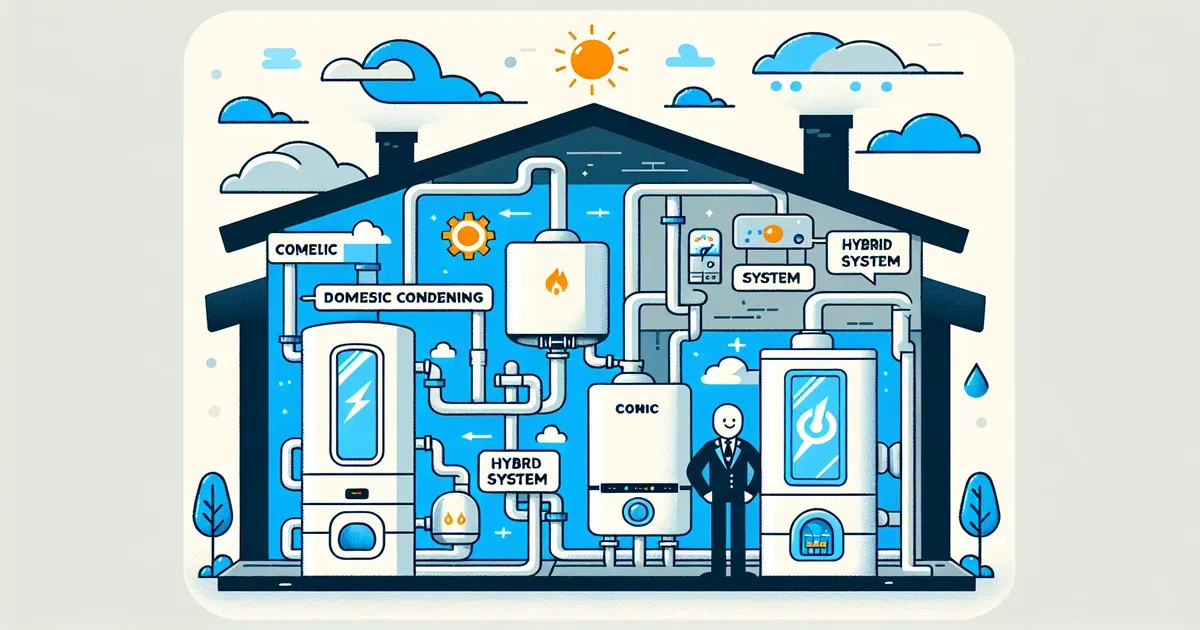 Confronto visivo tra caldaia a condensazione e sistema ibrido in ambiente domestico